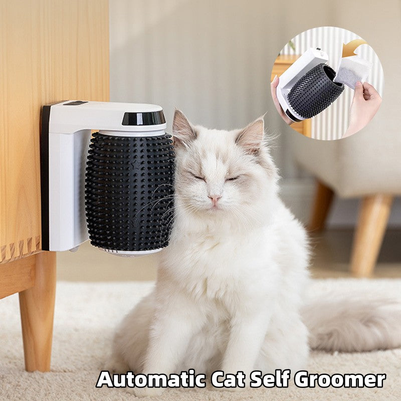 Automatic Cat Self Groomer Wall Corner Brushes Soft Cat Corner Scratcher Self Grooming