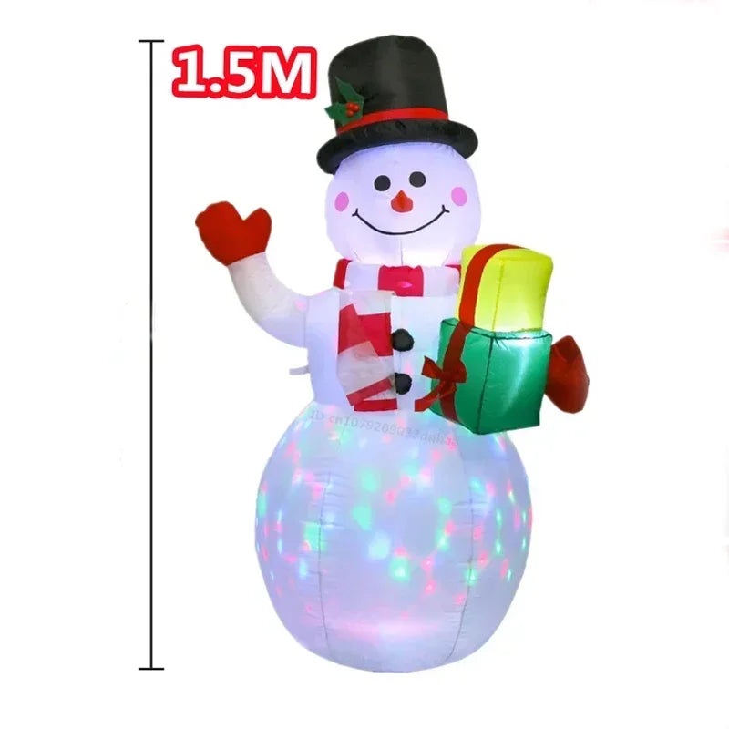 New Christmas Inflatables 1.5M Santa Claus Riding Sled And Snowman Built-in LED Indoor Outdoor Decoration Garden Holiday Party