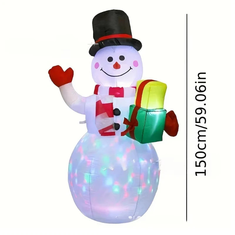 1.5m Christmas Inflatable Snowman Airblown Decor with LED Light Christmas Outdoor Courtyard Garden Doorway Ornaments Party Props