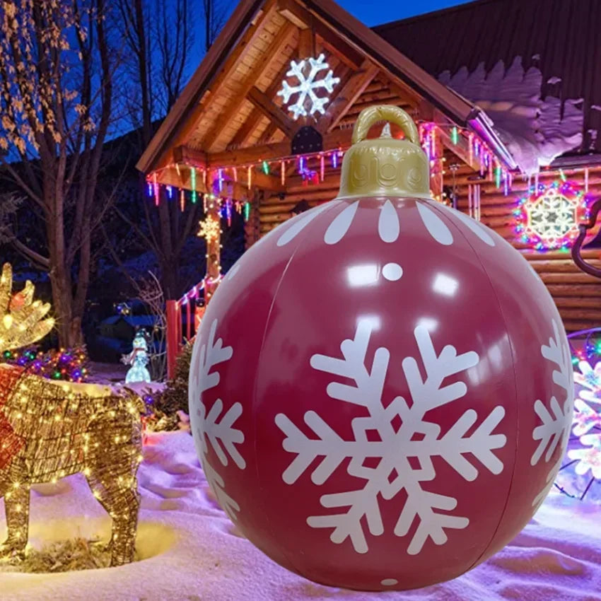 60CM Christmas Inflatable Decorated Ball Made PVC Giant Luminous LED Light Balls Outdoor Tree Decorations Party Props Toy