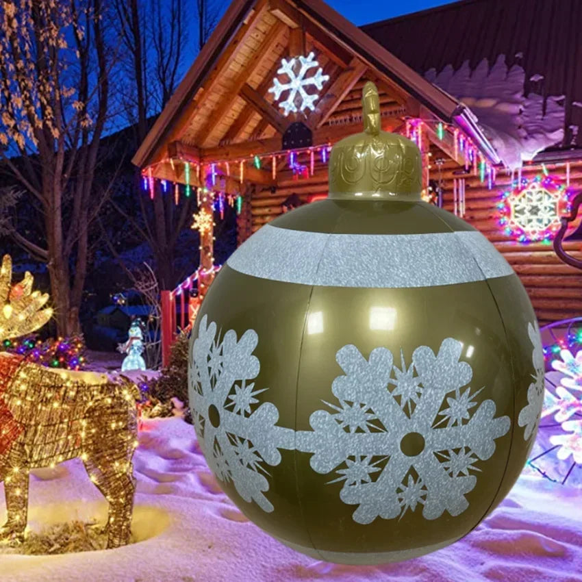 60CM Christmas Inflatable Decorated Ball Made PVC Giant Luminous LED Light Balls Outdoor Tree Decorations Party Props Toy