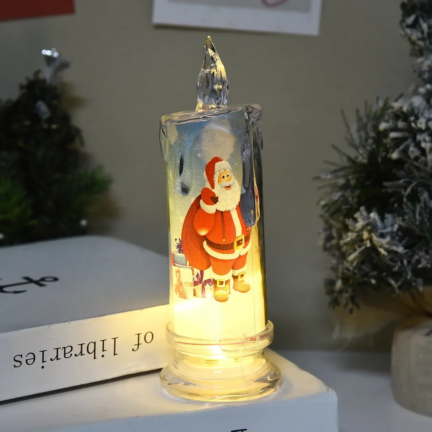 Christmas LED Tearing Electronic Candle Simulation Candle Santa Claus Snowman Atmosphere Light Festival Decoration Ornament 2025