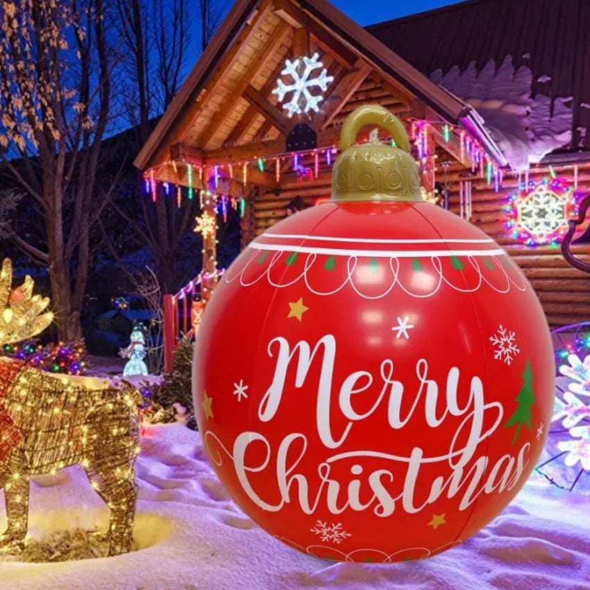 60CM Christmas Inflatable Decorated Ball Made PVC Giant Luminous LED Light Balls Outdoor Tree Decorations Party Props Toy