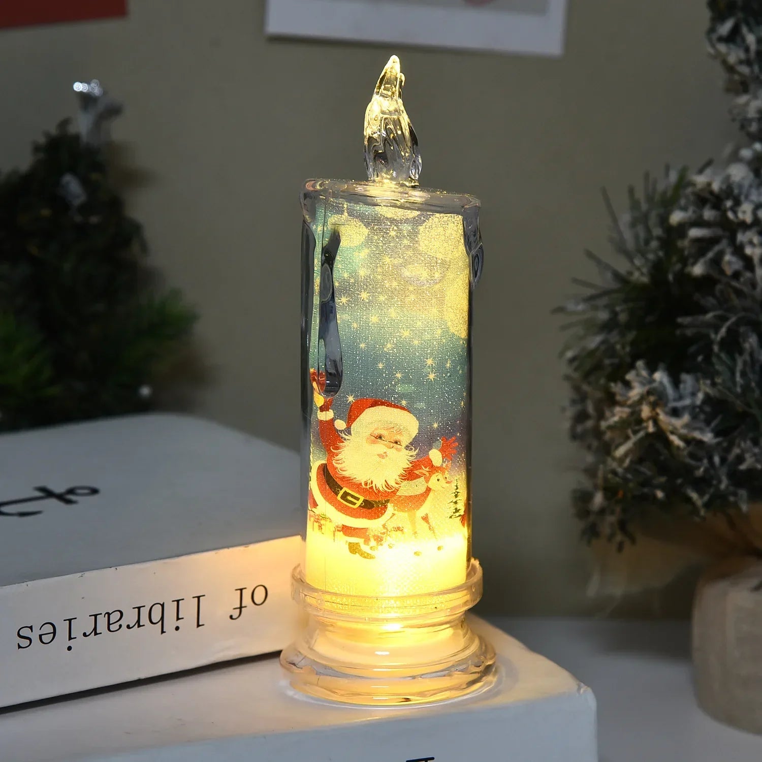 Christmas LED Tearing Electronic Candle Simulation Candle Santa Claus Snowman Atmosphere Light Festival Decoration Ornament 2025