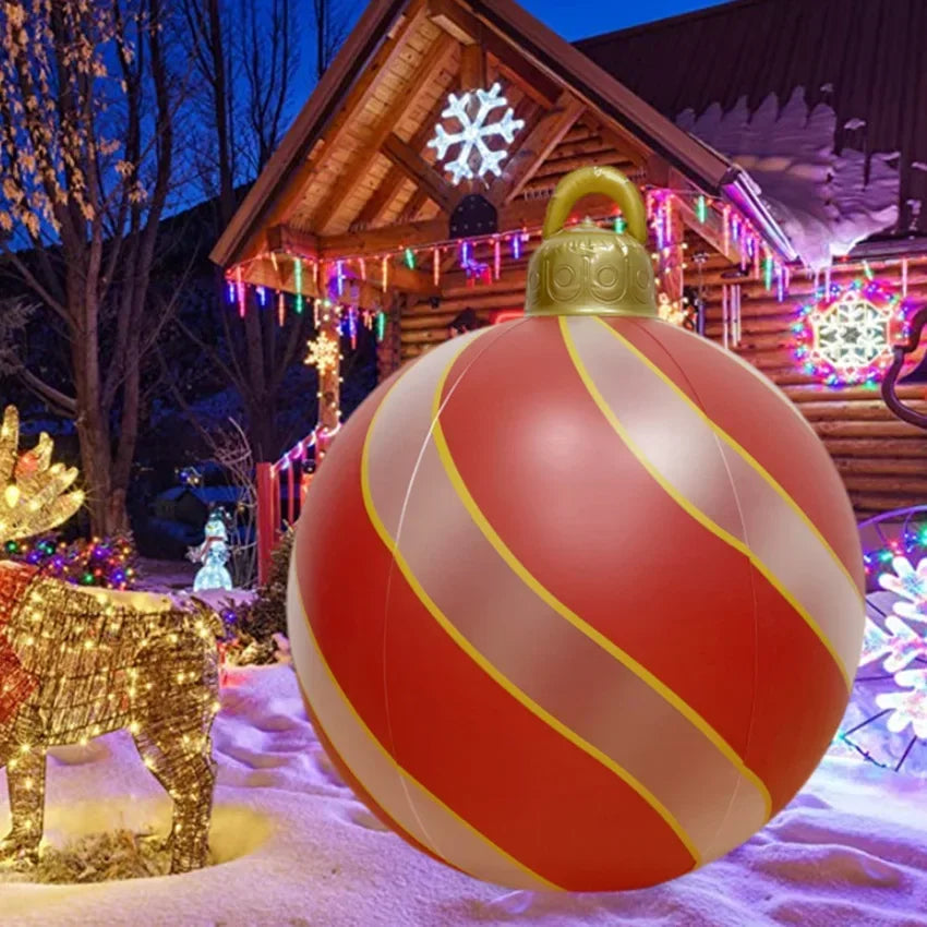 60CM Christmas Inflatable Decorated Ball Made PVC Giant Luminous LED Light Balls Outdoor Tree Decorations Party Props Toy