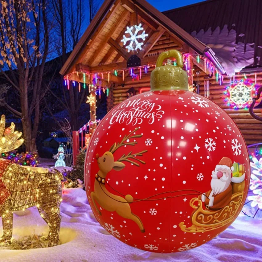 60CM Christmas Inflatable Decorated Ball Made PVC Giant Luminous LED Light Balls Outdoor Tree Decorations Party Props Toy