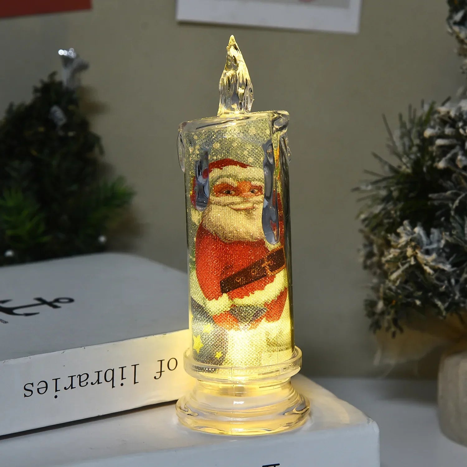 Christmas LED Tearing Electronic Candle Simulation Candle Santa Claus Snowman Atmosphere Light Festival Decoration Ornament 2025