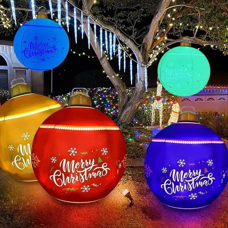 60CM Christmas Inflatable Decorated Ball Made PVC Giant Luminous LED Light Balls Outdoor Tree Decorations Party Props Toy