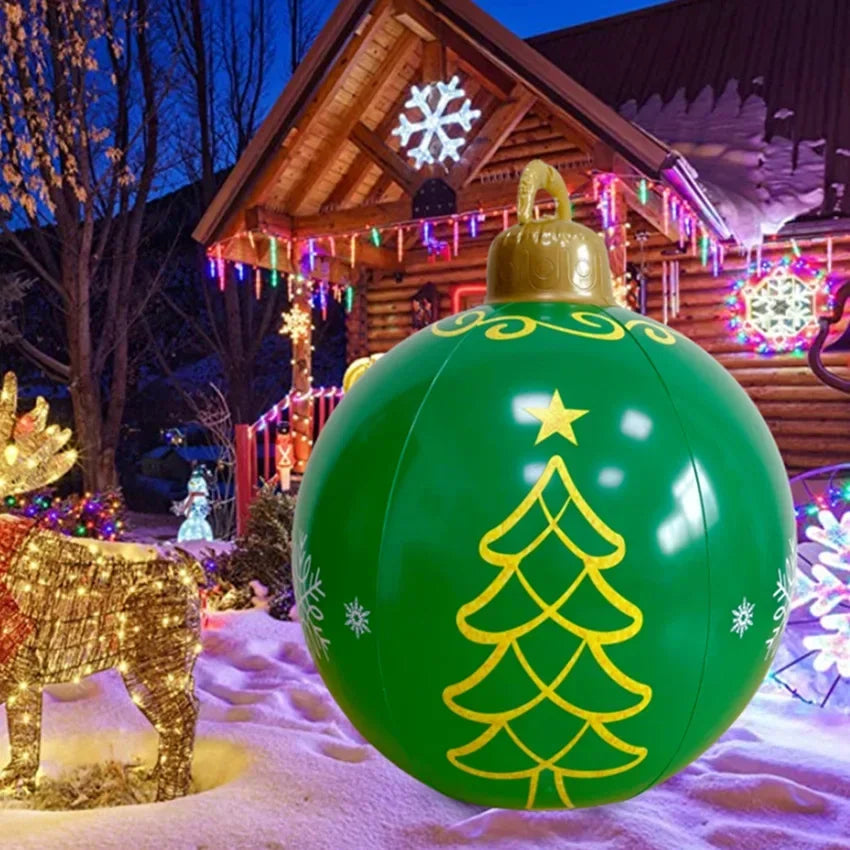 60CM Christmas Inflatable Decorated Ball Made PVC Giant Luminous LED Light Balls Outdoor Tree Decorations Party Props Toy