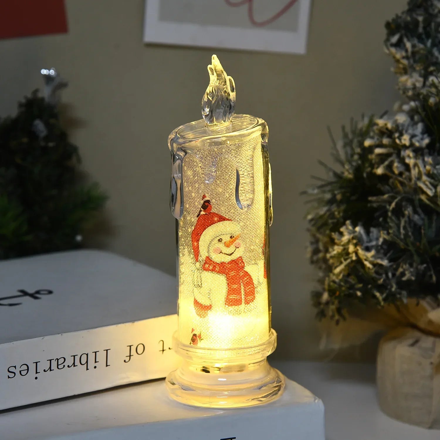 Christmas LED Tearing Electronic Candle Simulation Candle Santa Claus Snowman Atmosphere Light Festival Decoration Ornament 2025