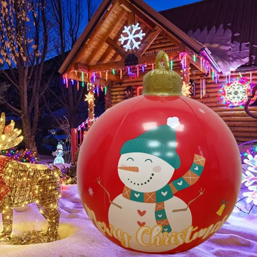 60CM Christmas Inflatable Decorated Ball Made PVC Giant Luminous LED Light Balls Outdoor Tree Decorations Party Props Toy